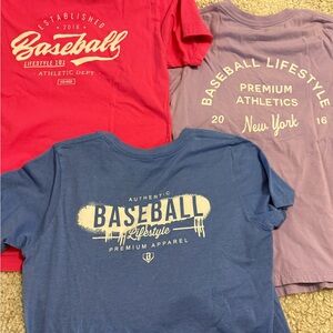 Baseball Lifestyle 101 Youth T-Shirt Set - Red, Purple, Blue